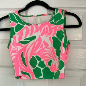 Lilly Pulitzer Vibrant Pink and Green Sleeveless Crop Top